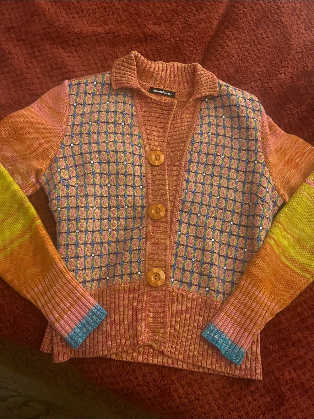Vintage Michael Simon Multicolor Knit Cardigan
